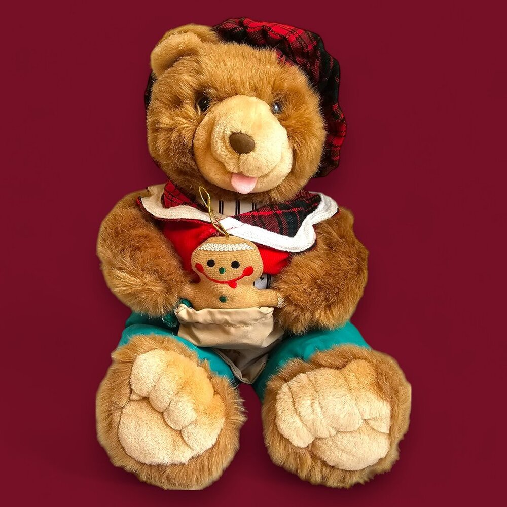 Chosun Gingerbread Cookie Bear Plush Stuffed Animal Christmas Holidays Vtg 16"